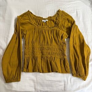 Madewell Mustard Smocked Blouse